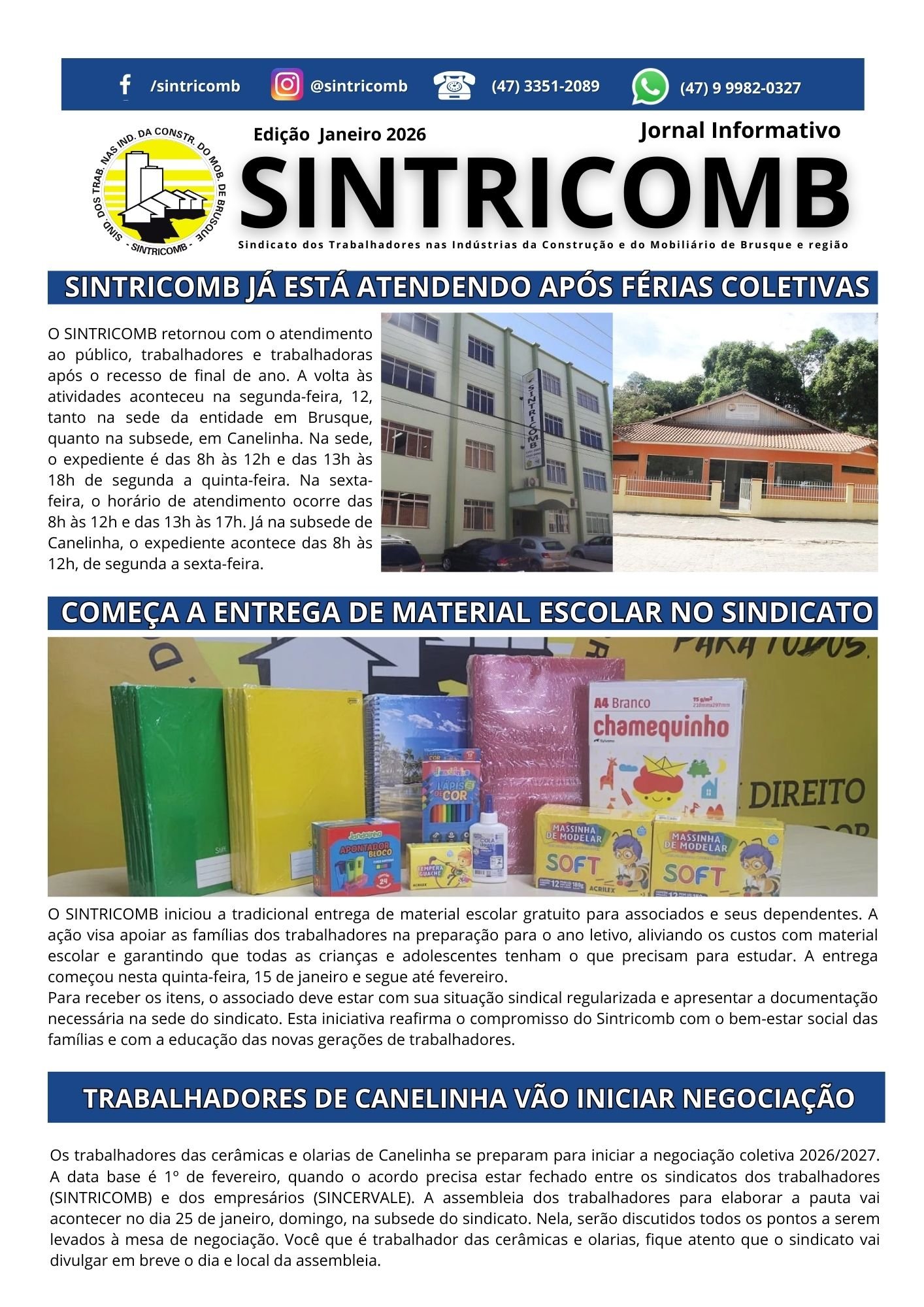 JORNAL DO SINTRICOMB - JANEIRO 2026