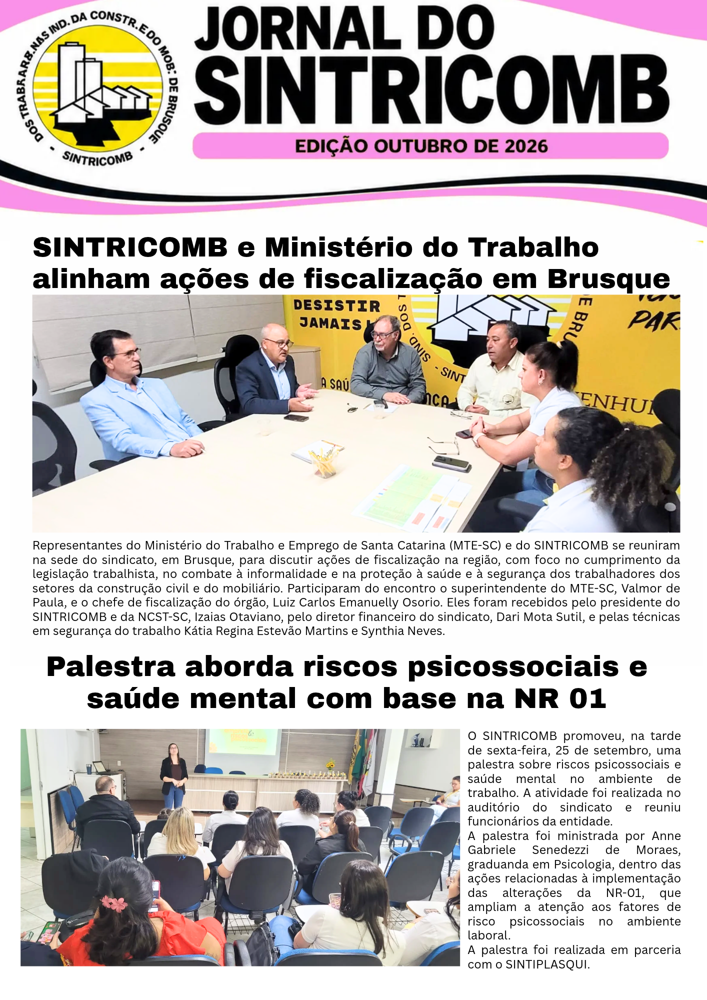 Jornal do SINTRICOMB - Outubro 2026